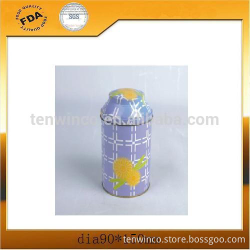 Unique design printed rotating cover tea tin/Round aluminum tea tin suppliers